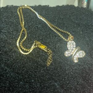 Gold Butterfly Pendant Necklace